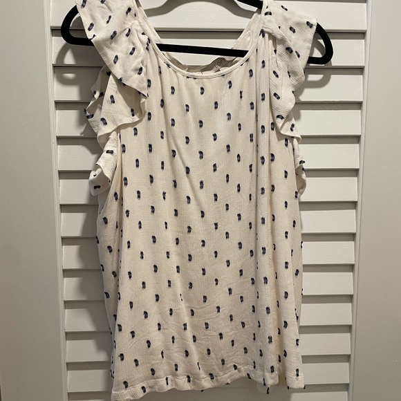 NWT Loft Clip Ruffle V-Back Shell, Size XL - Picture 4 of 6